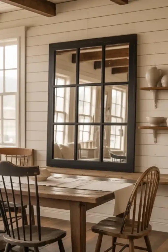 Windowpane-Style Mirror for Architectural Charm