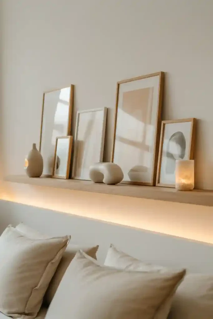 Floating Art Shelf With Calm Styling